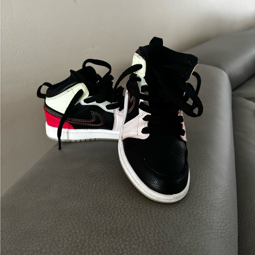 Jordan Kids Black, White, and Red Sneakers